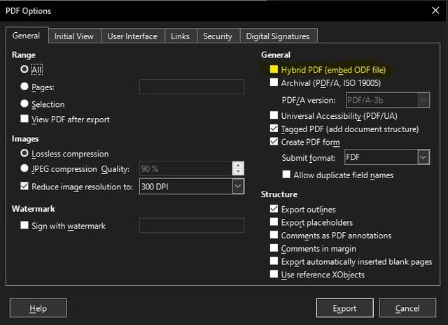 Creare un file PDF ibrido con LibreOffice